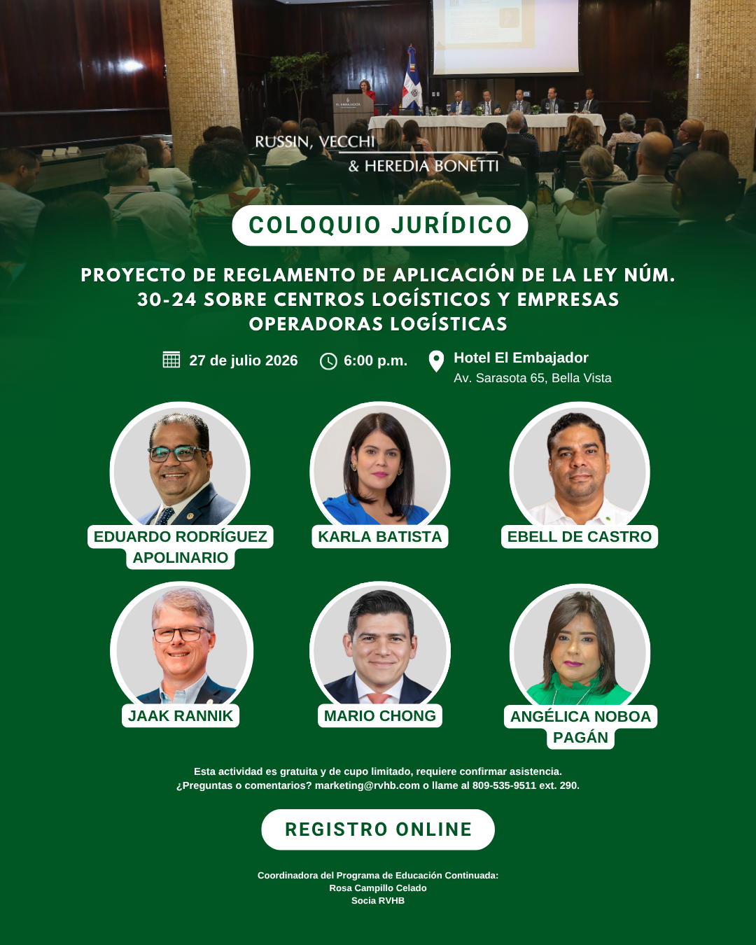 Coloquio Jurídico sobre el proyecto de reglamento de aplicación de la Ley 30-24 sobre centros logísticos y empresas operadoras logísticas